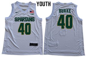 Youth Michigan State Spartans NCAA #40 Braden Burke White Authentic Nike Stitched College Basketball Jersey QI32S43LS